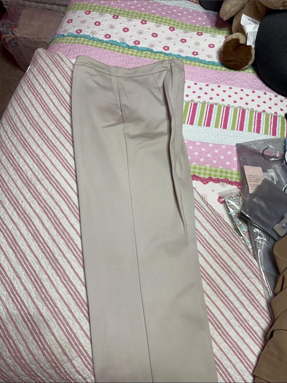 Nicole Miller Straight-Leg Dress Pants in Beige